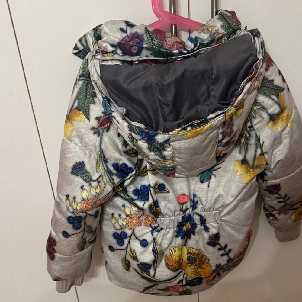 Molo Multicolor Floral Puffer Jacket with Fur Hood - Picture 10 of 12